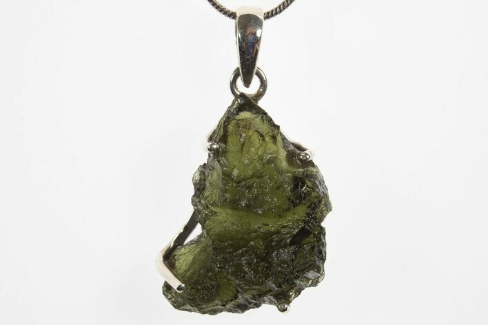 Green Moldavite Tektite Pendant ( g) - Czech Republic #329436